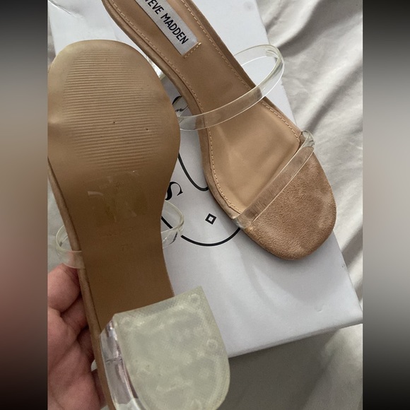 New Steve Madden Clear Women’s Issy Sandal Nude/Clear Size 7 - Picture 3 of 4